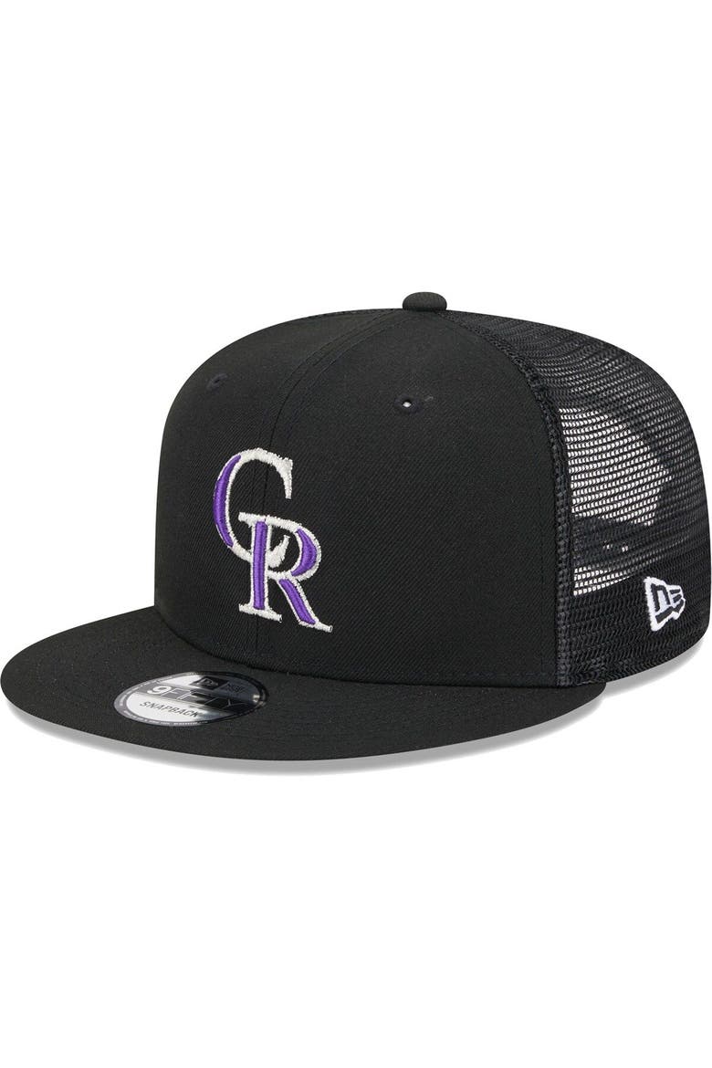 Men's New Era Black Colorado Rockies Team Color Trucker 9FIFTY Snapback Hat, Main, color, Black