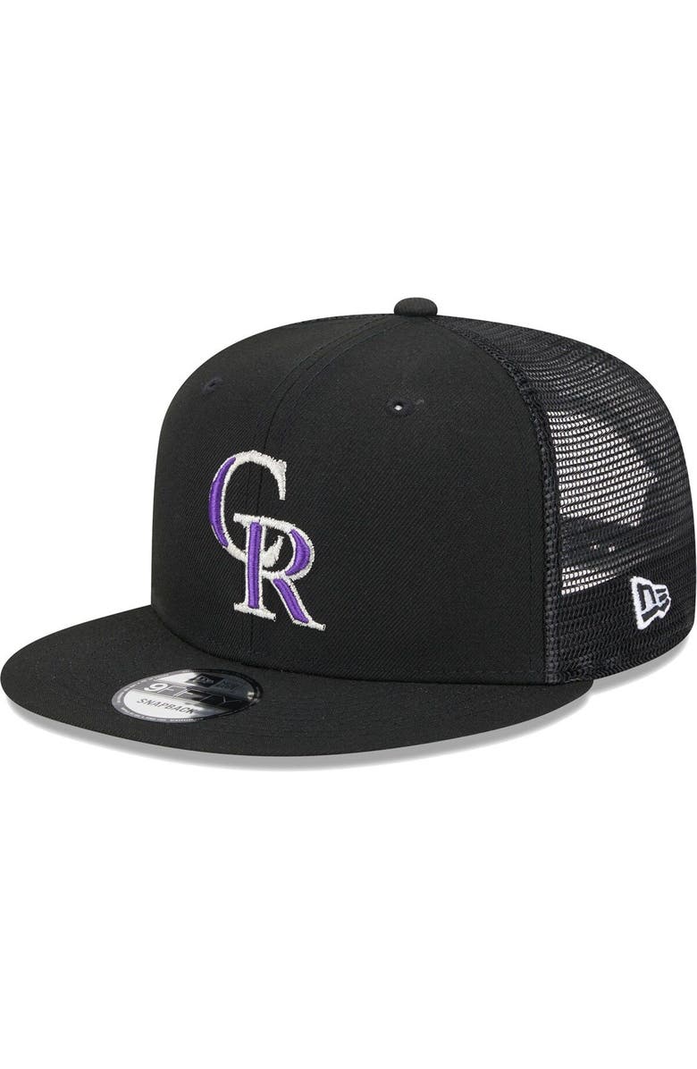 New Era Men's New Era Black Colorado Rockies Team Color Trucker 9FIFTY Snapback Hat, Main, color, Black