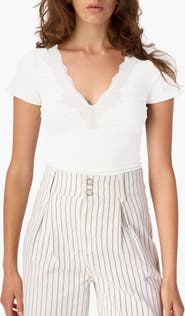 CAMI NYC Sana Lace Trim Rib T-Shirt
