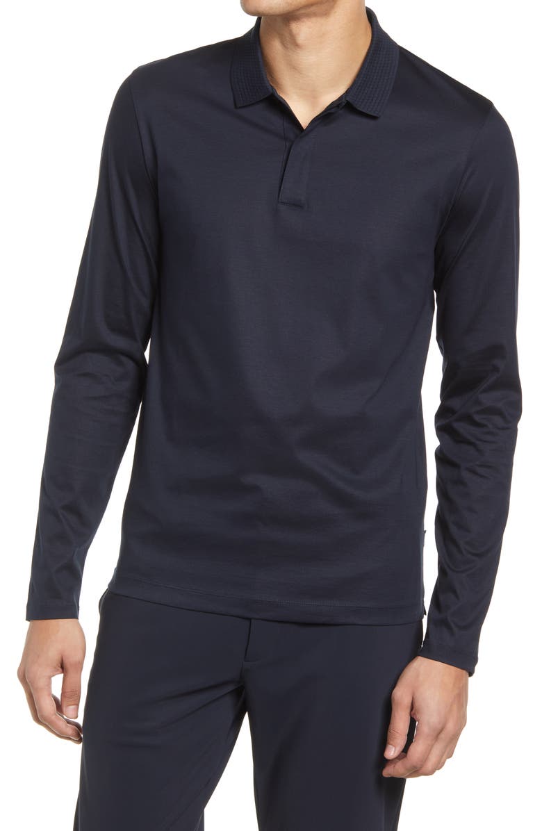 BOSS Paschal Long Sleeve Cotton Polo, Main, color, 