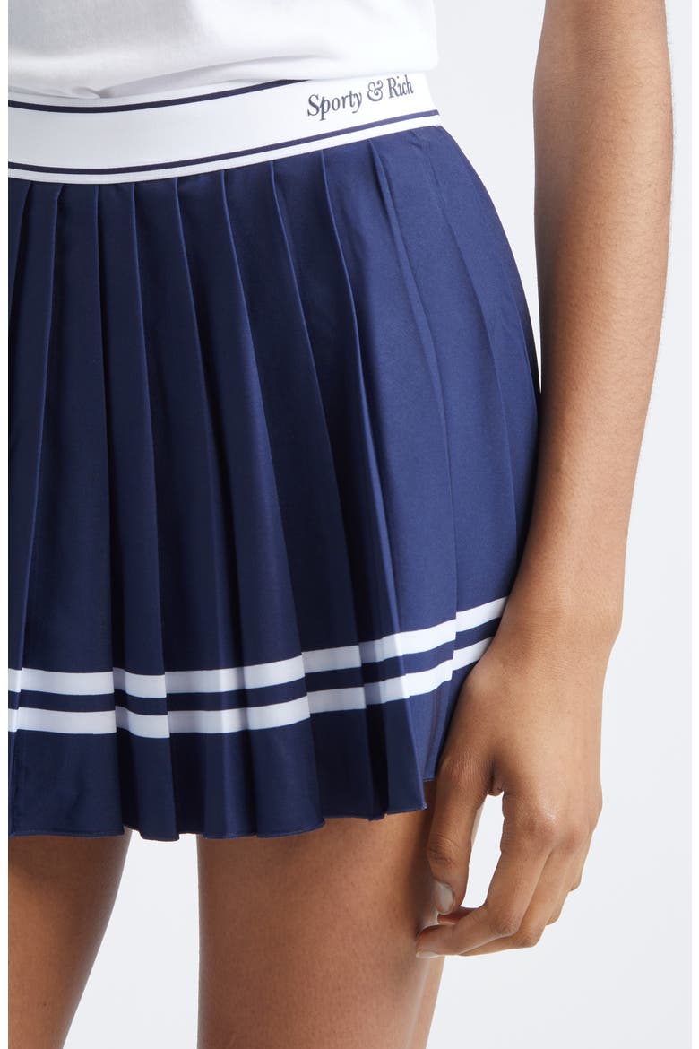 Italic Logo Pleated Skort, Alternate, color, DARK NAVY/ WHITE