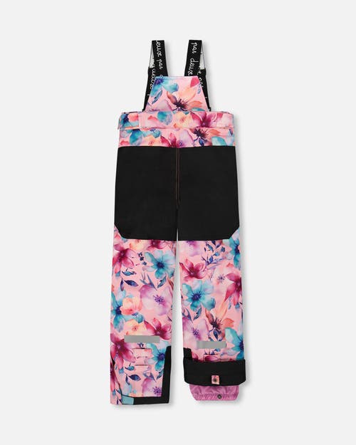 Deux Par Deux Two-piece Teknik Snowsuit With Jacket Watercolor Flower In Pink