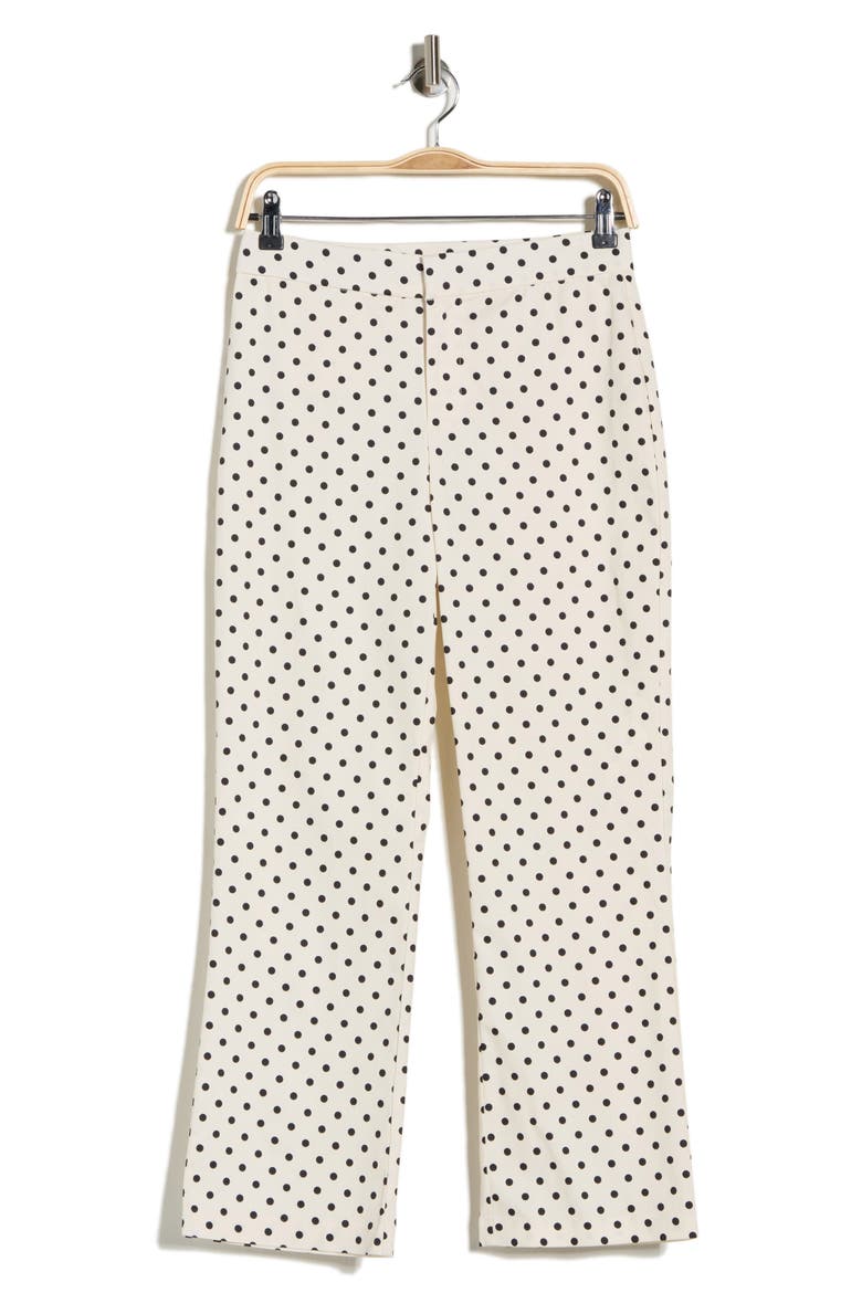 Slim Fit Crop Flare Trousers, Alternate, color, WHITE BLACK POLKA DOT