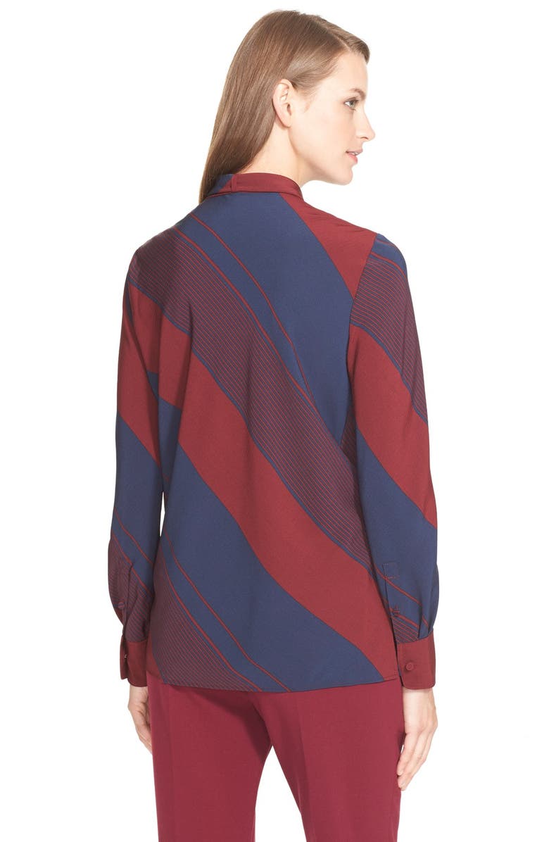 Tory Burch Stripe Bias Cut Tie Neck Blouse, Alternate, color, 