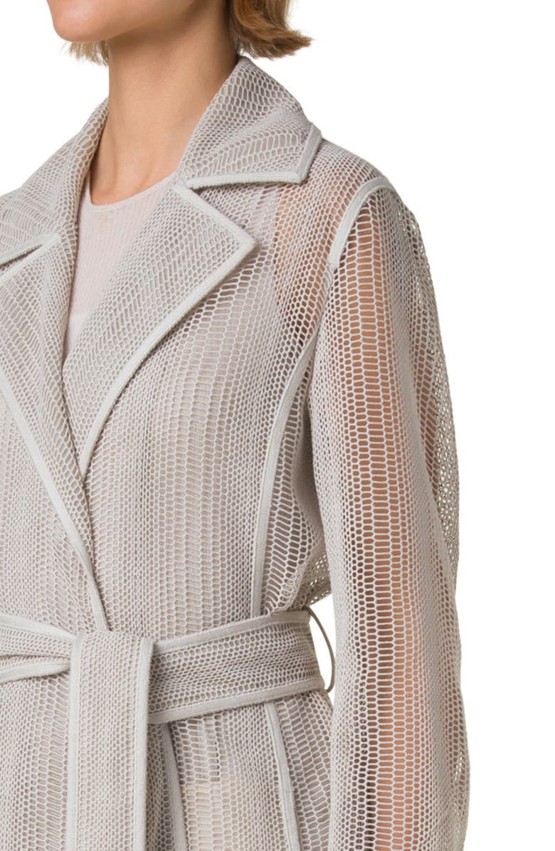 Akris Iman Open Front Mesh Duster, Alternate, color, Greige