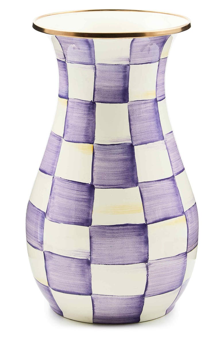 Violet Check Tall Vase, Main, color, VIOLET