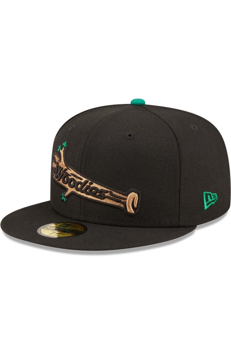 New Era Men's New Era Black Down East Wood Ducks Authentic Collection 59FIFTY Fitted Hat, Main, color,