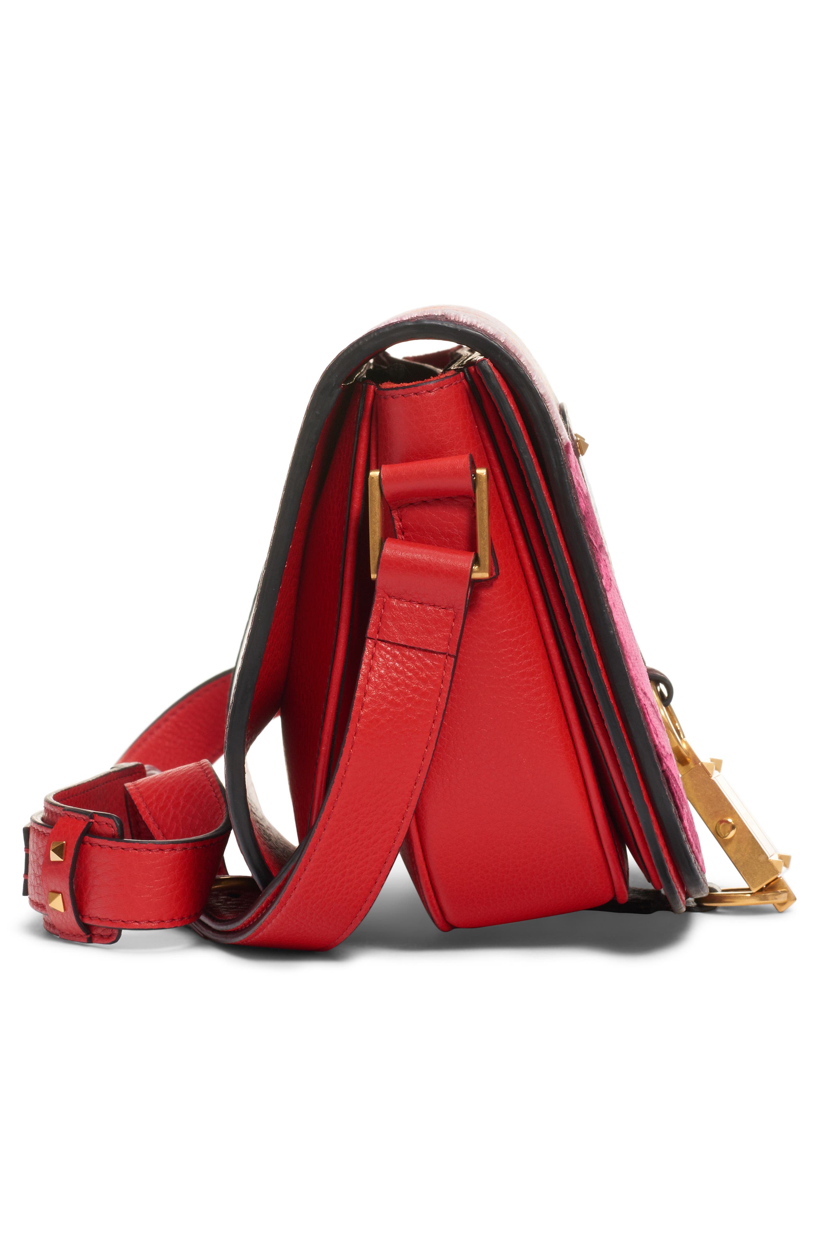 Valentino Garavani V-Locker Leather Saddle Bag, Alternate, color, 