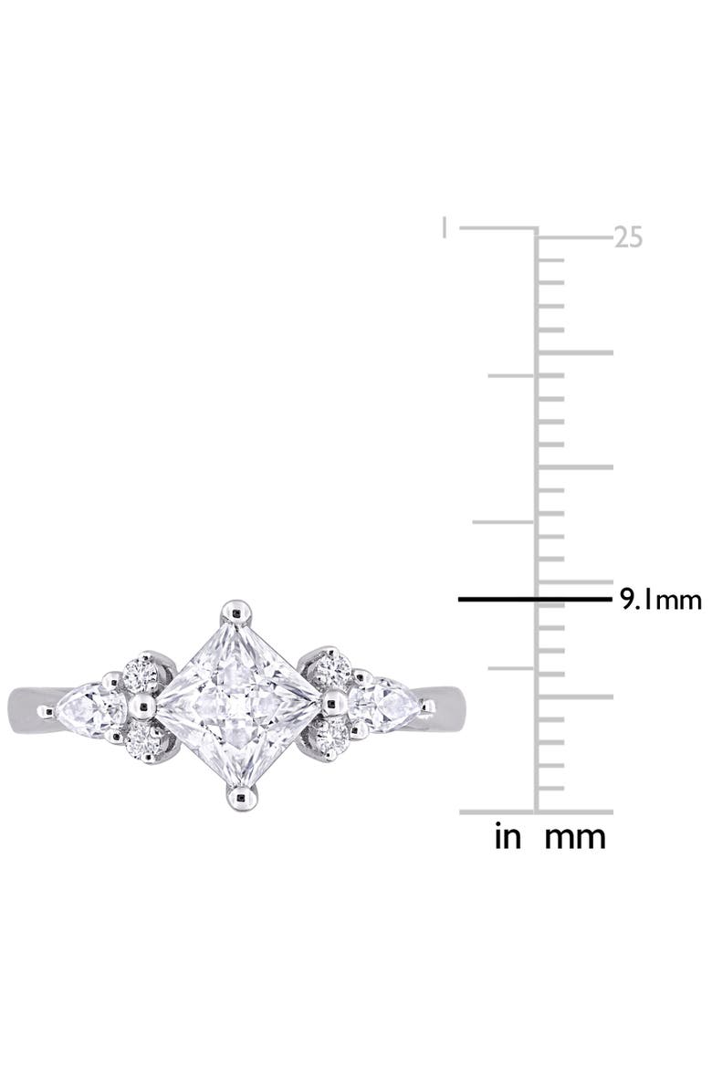 Moissanite Princess-Cut Cluster Engagement Ring, Alternate, color, Sterling Silver