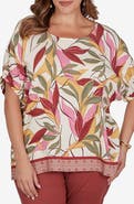 RUBY RD Tropical Print Short Sleeve Top