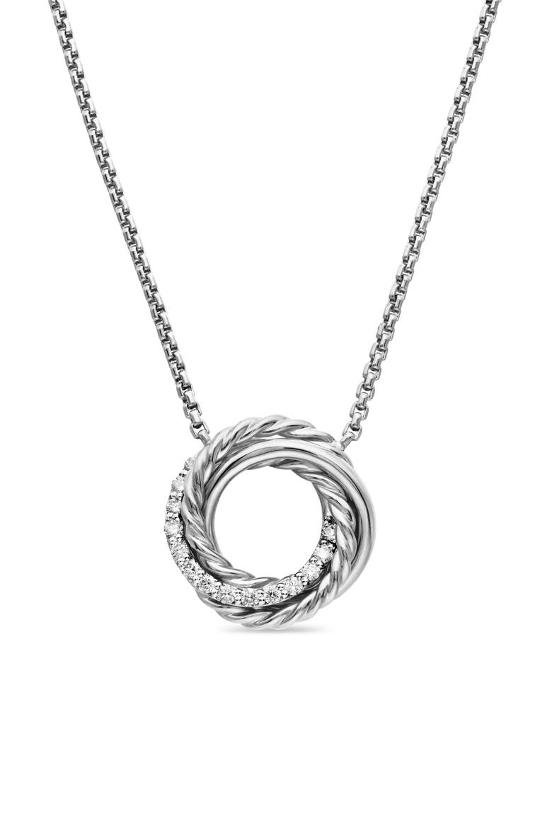 Crossover Mini Pendant Necklace with Diamonds, Main, color, SILVER/ DIAMOND