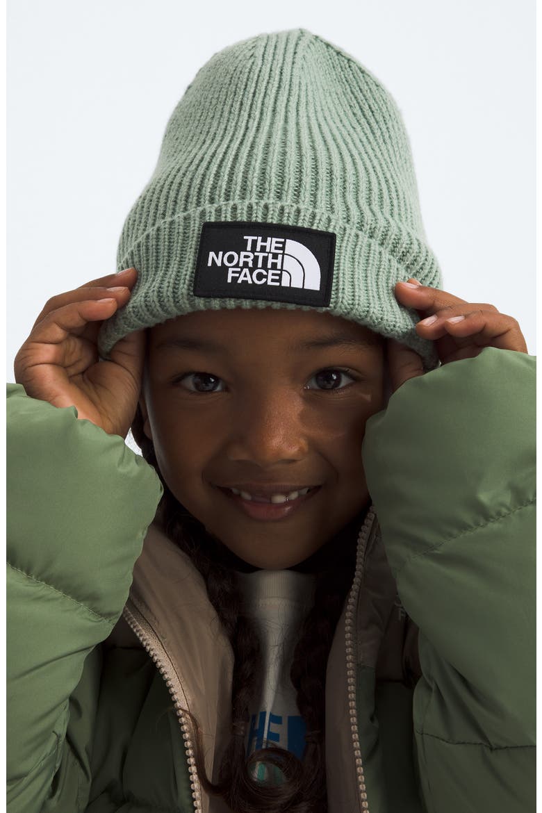 Kids' Logo Box Cuffed Recycled Beanie, Alternate, color, SLATE MOSS
