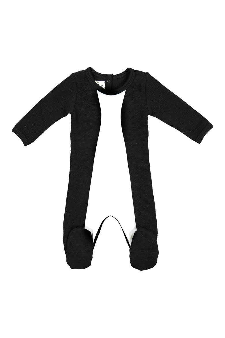 Colorblock Cotton Blend Footie, Main, color, BLACK