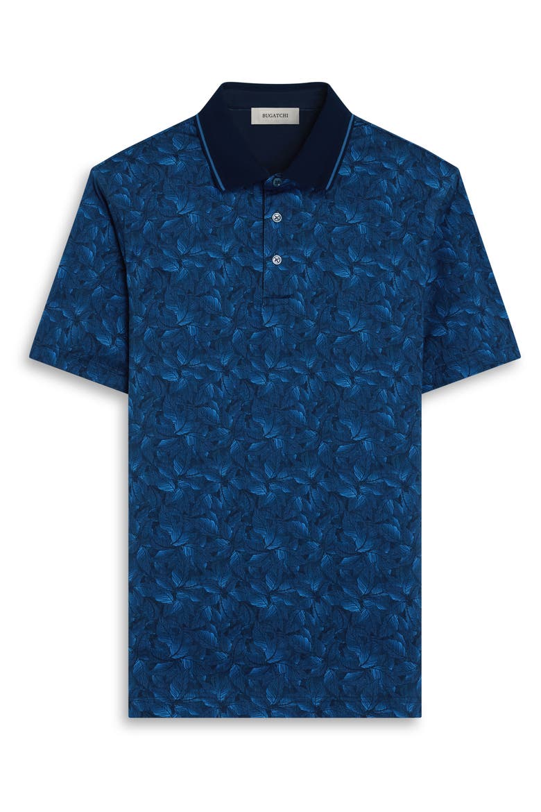 Vidal OoohCotton® Leaf Print Polo, Alternate, color, NAVY