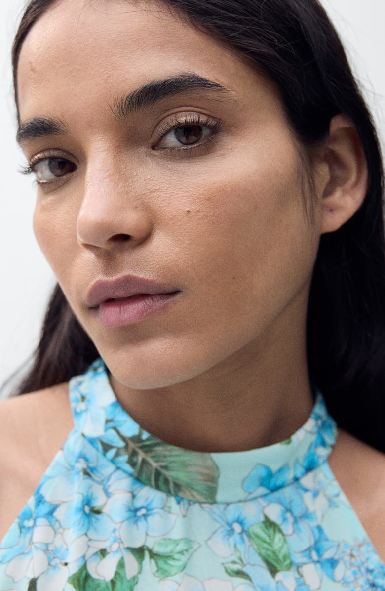 MANGO Floral Pleated Chiffon Maxi Dress, Alternate, color,