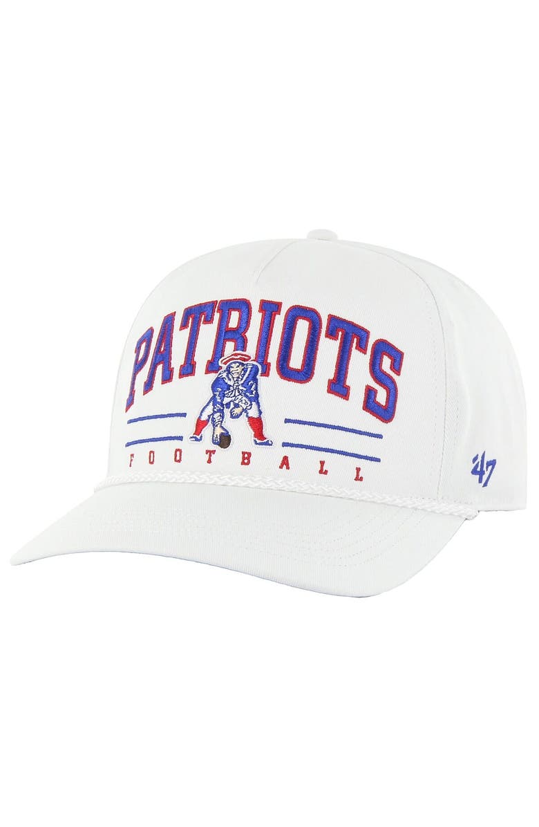 '47 Men's '47 White New England Patriots Roscoe Hitch Rope Adjustable Hat, Main, color,