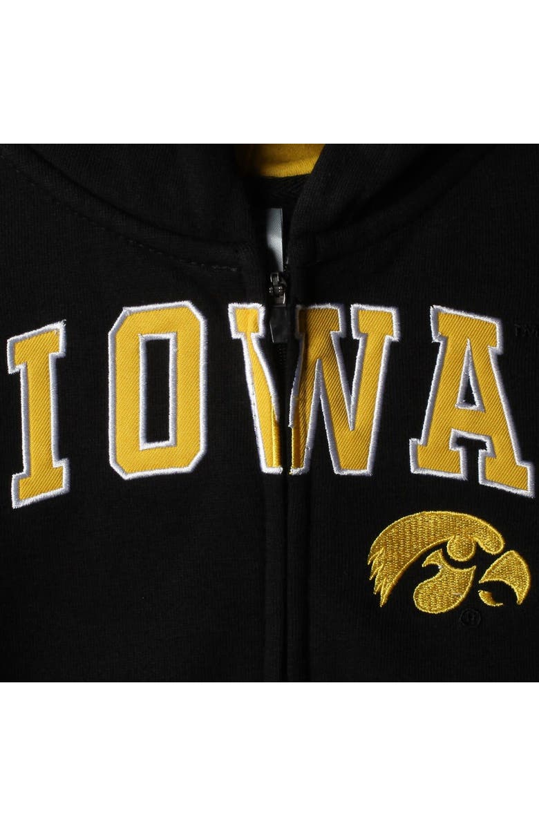 STADIUM ATHLETIC Youth Black Iowa Hawkeyes Applique Arch & Logo Full-Zip Hoodie, Alternate, color,