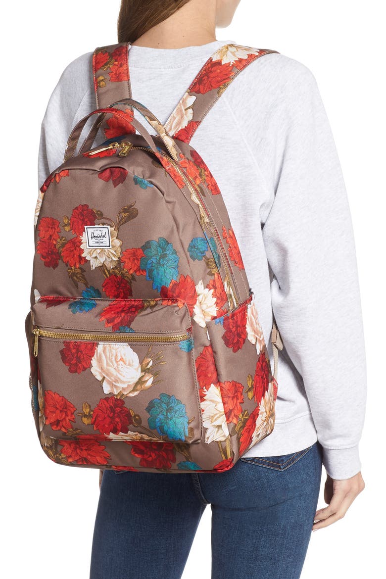Nova Sprout Diaper Backpack, Alternate, color, VINTAGE FLORAL PINE BARK