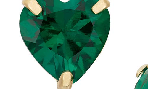 Fzn 10k Gold Emerald Heart Stud Earrings