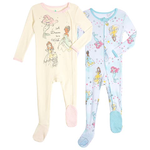 Princess Baby Girls' 2-Pack Footed Sleep N' Play Coveralls (Baby)