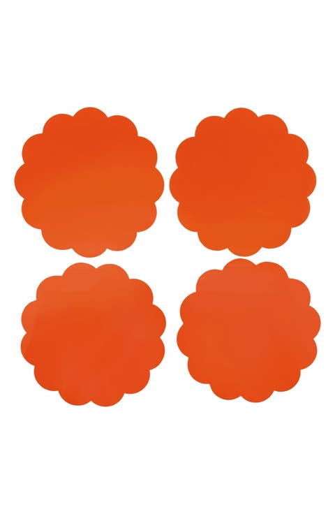 Set of 4 Orange Scallop Coasters