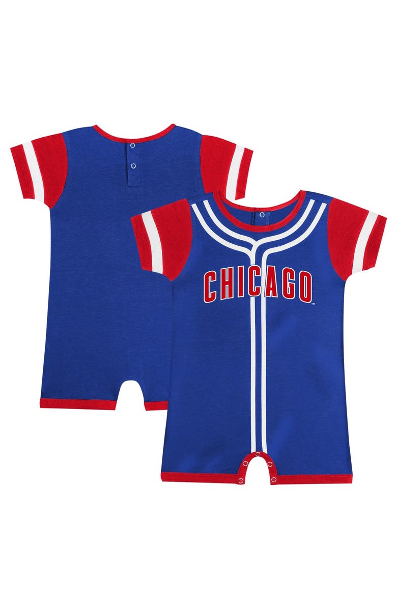 Outerstuff Newborn & Infant Fanatics Branded Royal Chicago Cubs Fast Pitch Romper, Main, color,