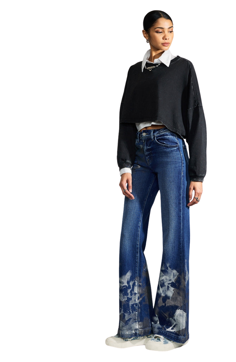 KanCan Premier Rosaline Premier High Rise Holly Flare Jeans, Alternate, color, Dark Wash / Silver