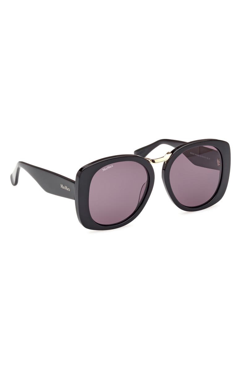Max Mara 55mm Round Sunglasses, Alternate, color, Shiny Black / Smoke