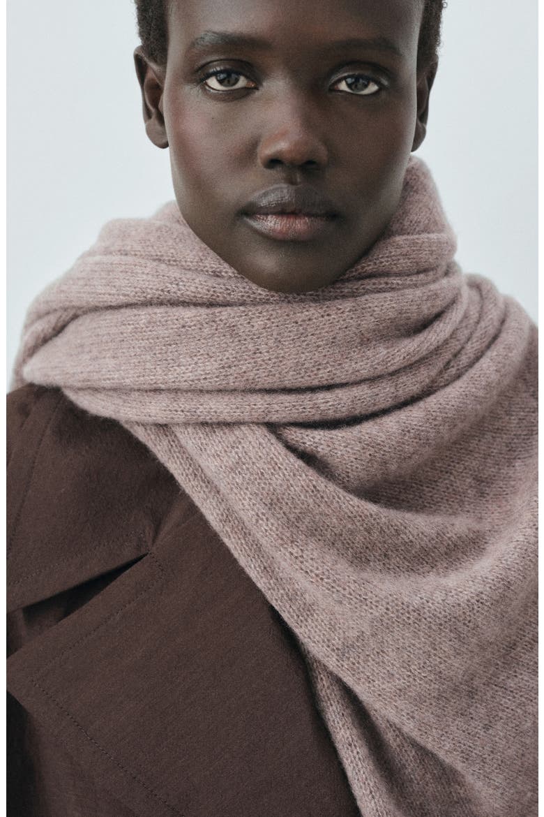 Selection Cashmere Scarf, Alternate, color, MEDIUM BROWN HEATHER