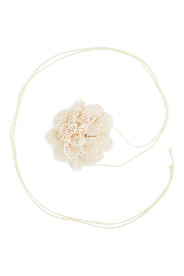Jardin Flower Tie Necklace, Main, color, SAND