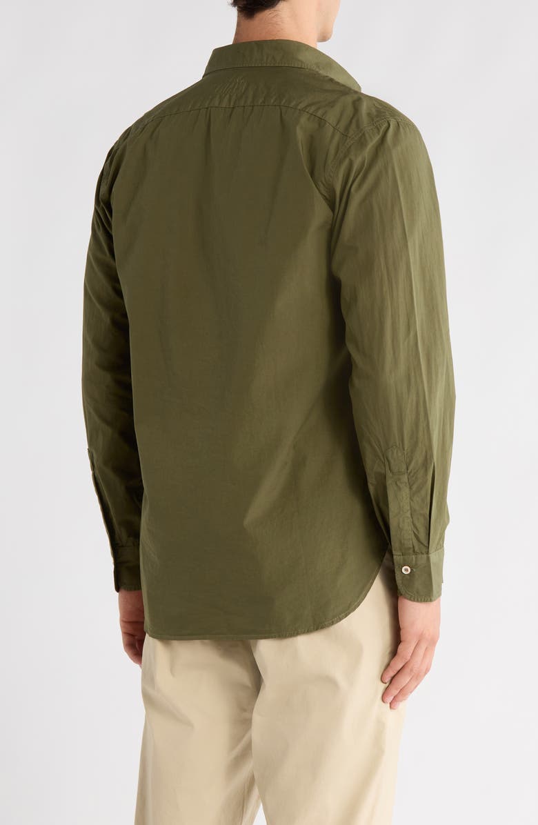 BUCK MASON Skyline Poplin Cotton Button-Down Shirt, Alternate, color, Dark Olive