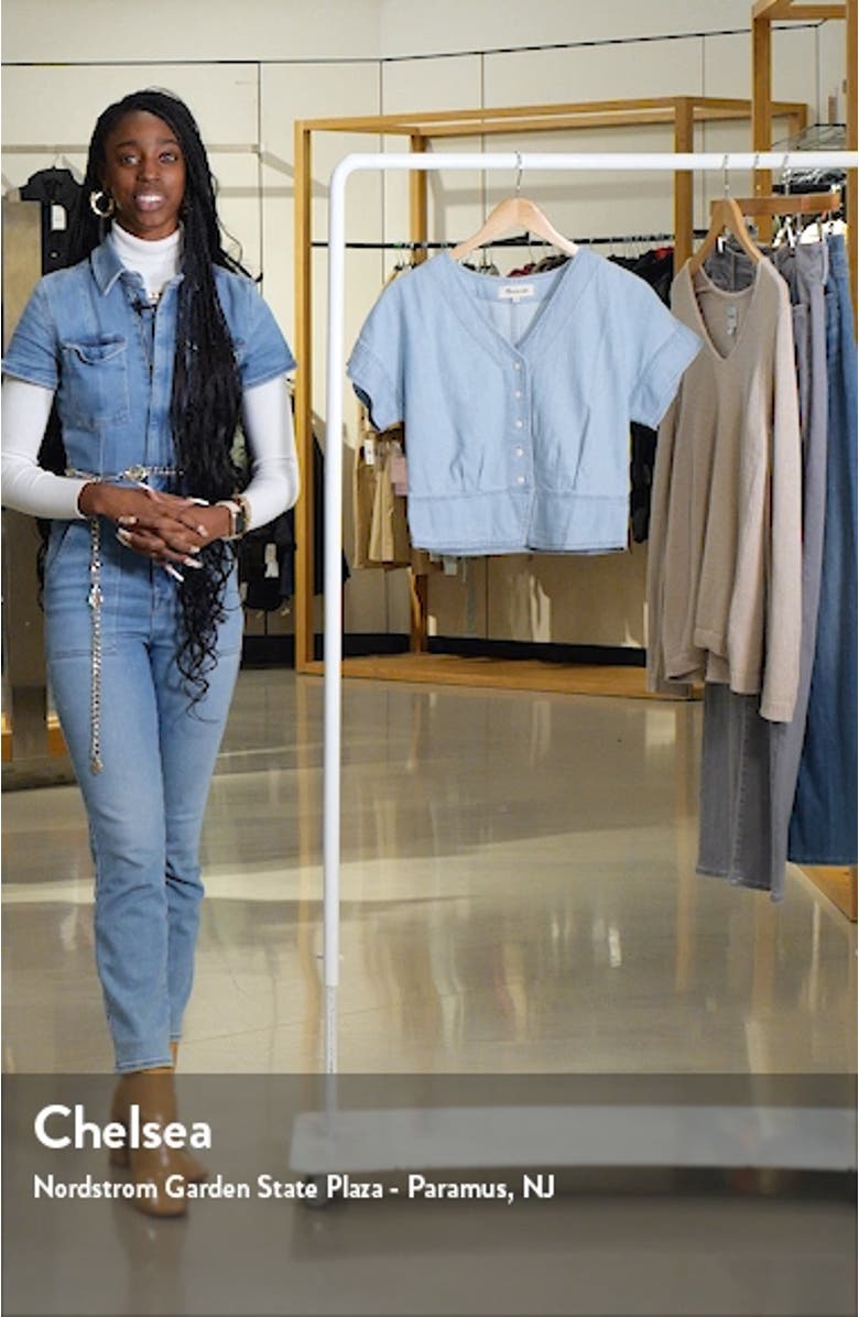 Pleated Short Sleeve Denim Top, sales video thumbnail