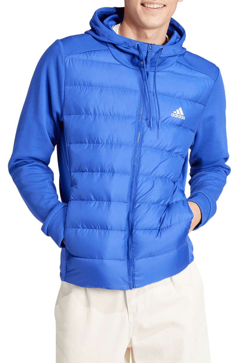 adidas Essentials Hybrid Hooded Water Repellent 600 Fill Power Down Jacket, Main, color, 