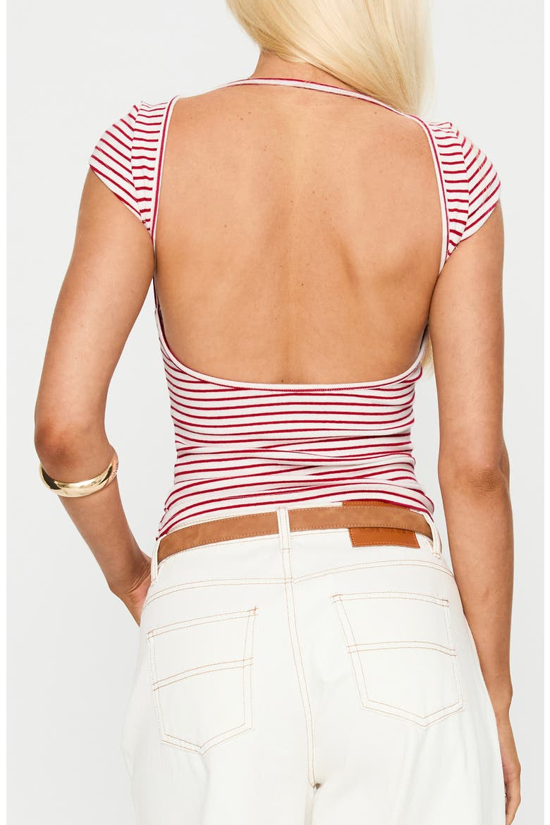 Drives Me Crazy Backless Top, Alternate, color, RED STRIPE