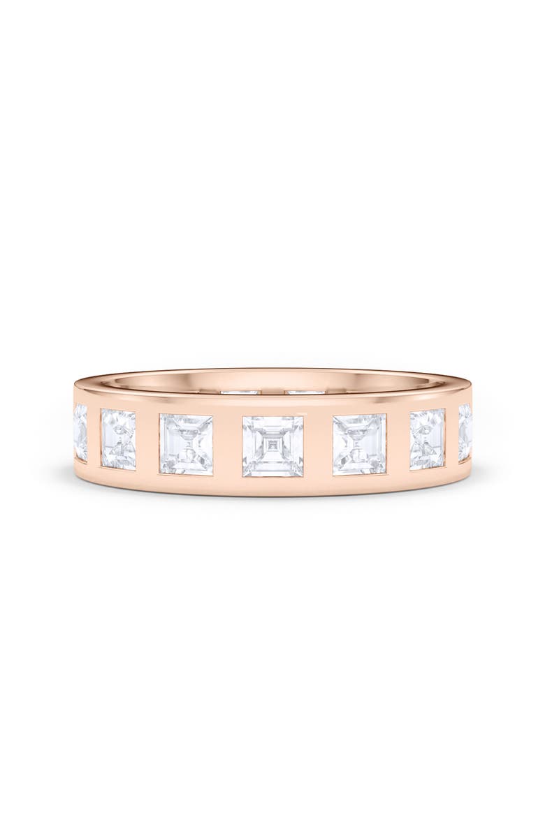Men's Asscher Cut Lab Created Diamond In the Band Ring, Alternate, color, ROSE GOLD