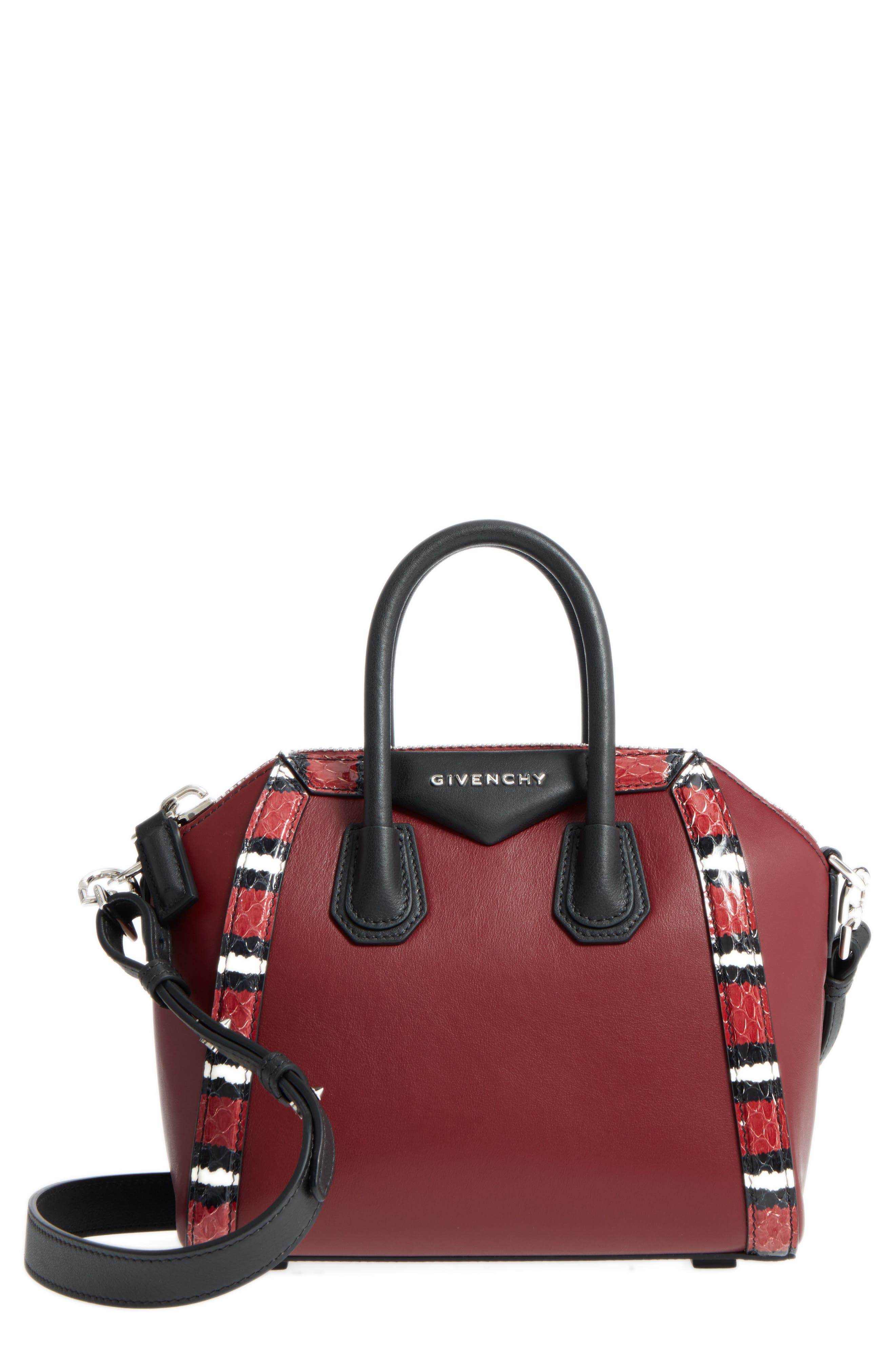 Givenchy Antigona Genuine Snakeskin & Calfskin Leather Satchel, Main, color, 