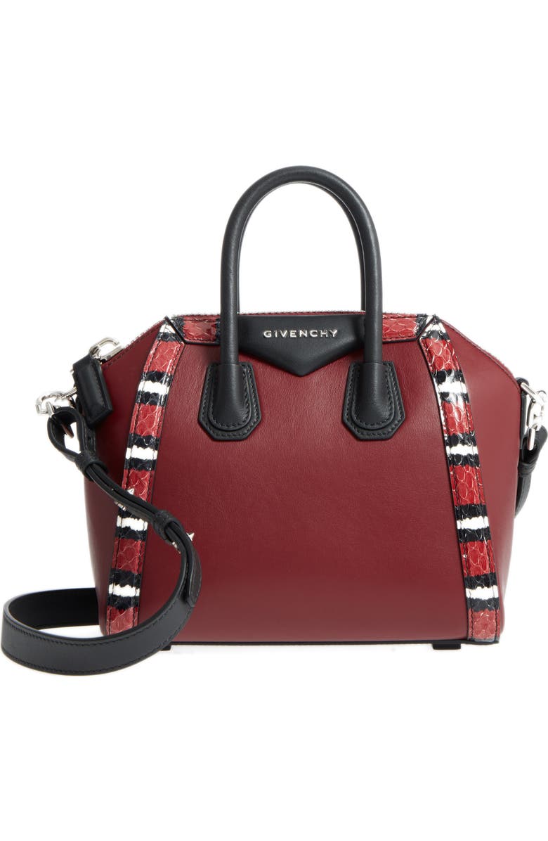 Givenchy Antigona Genuine Snakeskin & Calfskin Leather Satchel, Main, color,