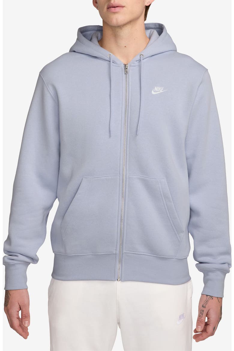 Club Fleece Zip Hoodie, Main, color, GHOST/ WHITE