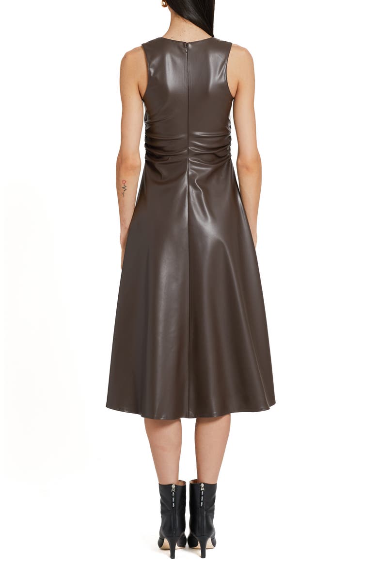 Sabal Faux Leather A-Line Dress, Alternate, color, COCOA