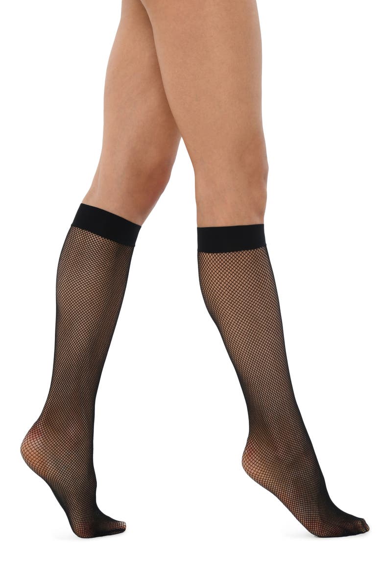 Wolford Twenties Knee High Socks, Main, color, Black