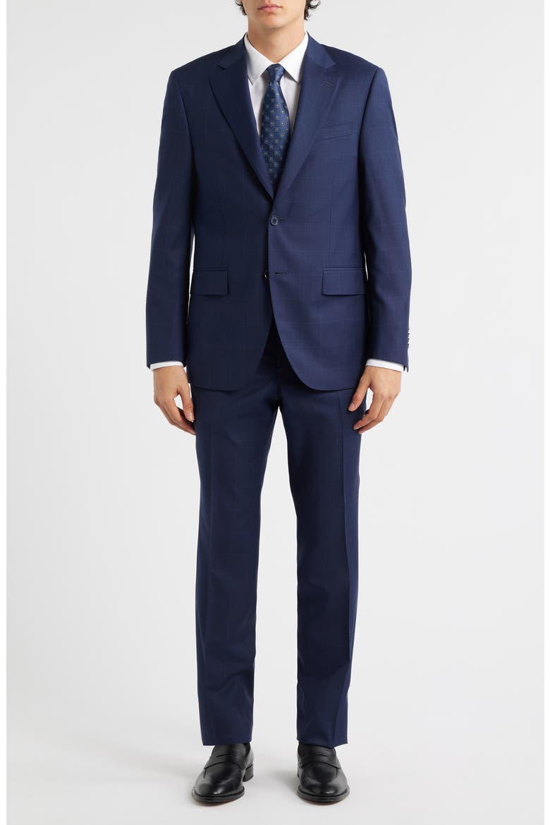 Flynn Classic Fit Navy Windowpane Check Wool Suit, Main, color, NAVY