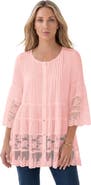Roaman's Lace Illusion Blouse