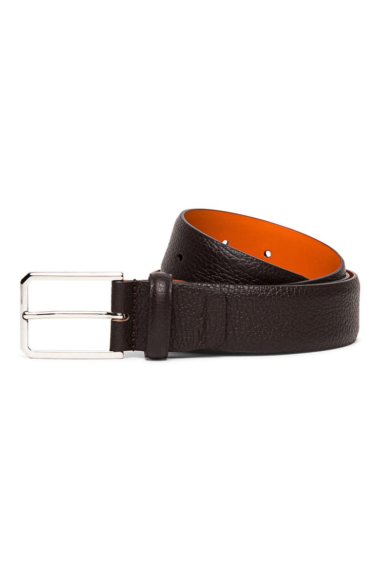 Leather Belt, Alternate, color, BROWN