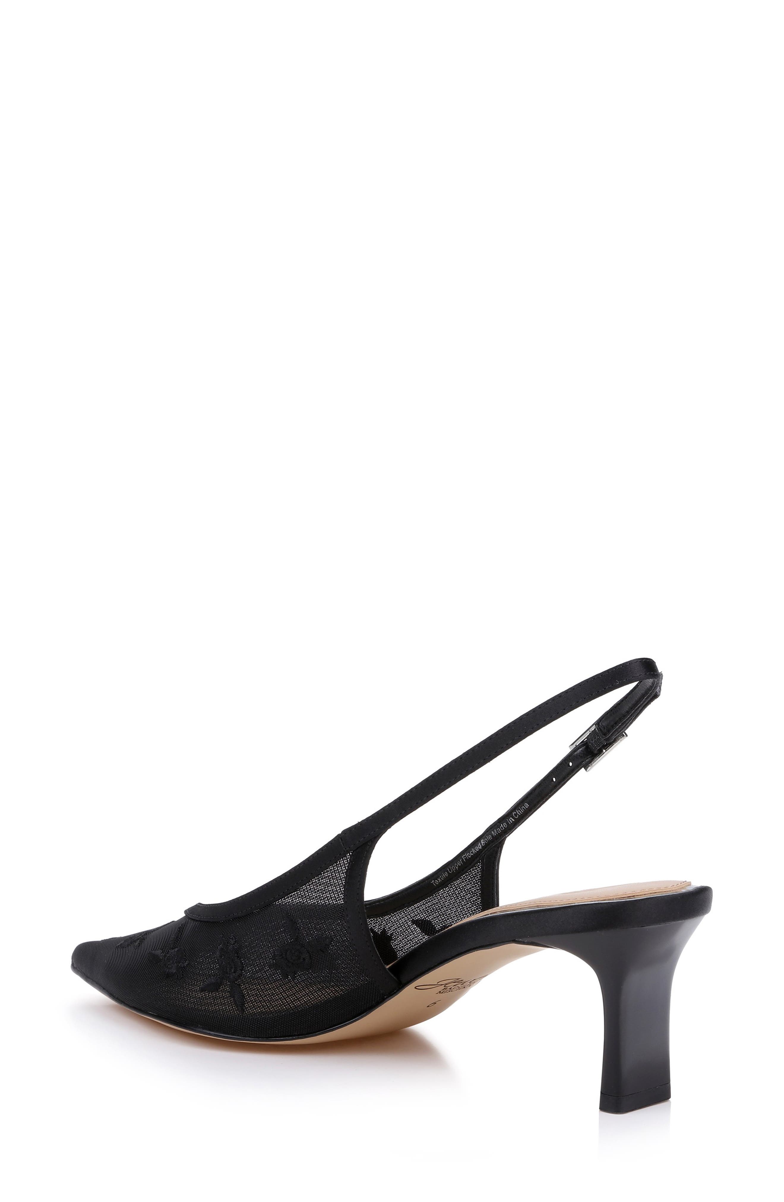 Jewel Badgley Mischka Zahra II Slingback Pointed Toe Pump, Alternate, color, Black Satin