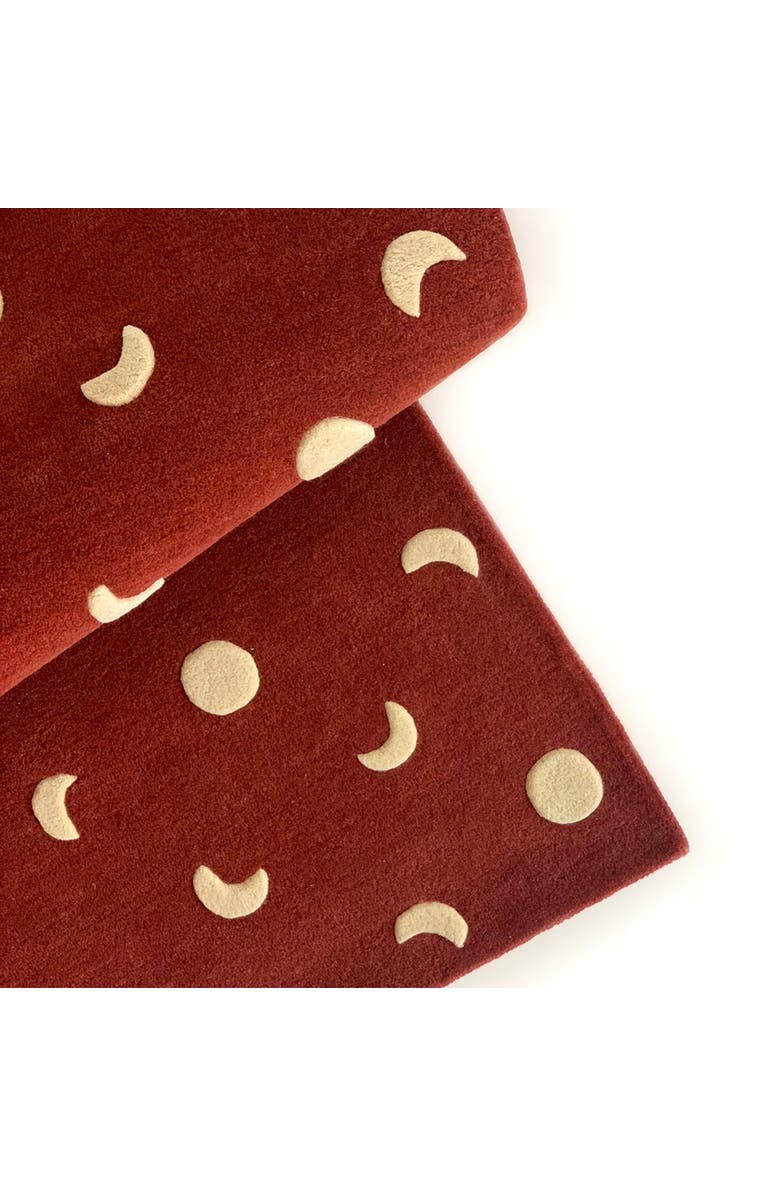 Maison Deux Moons rug, Alternate, color, Brick Red / Gold Print