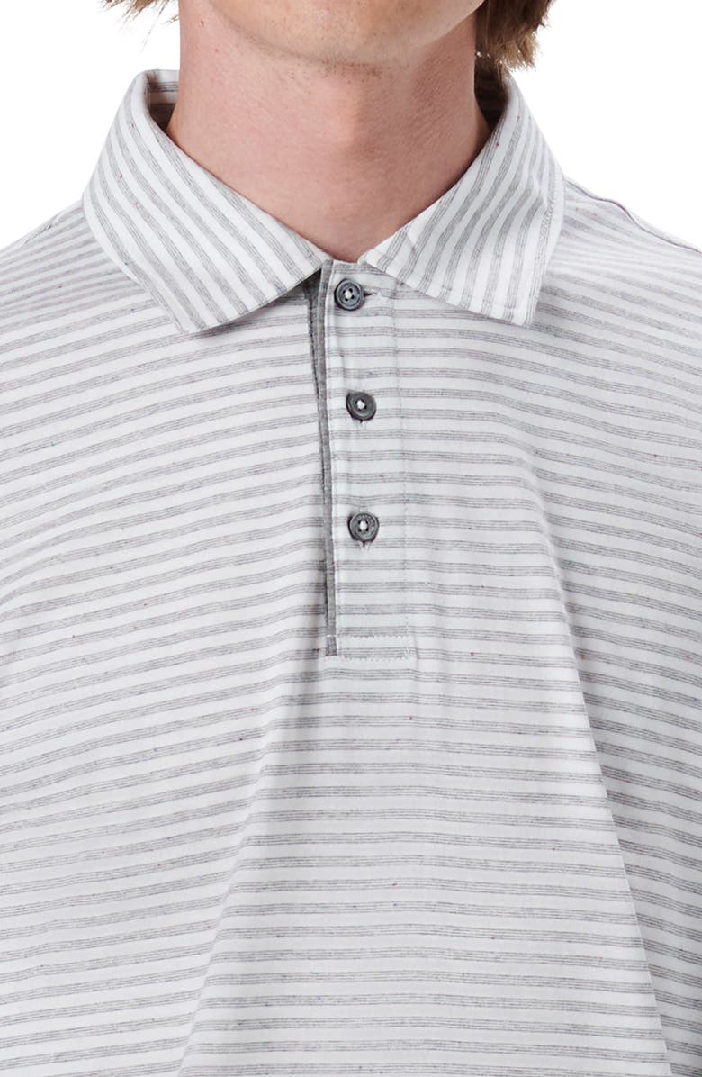 Bugatchi Stripe Cotton Long Sleeve Polo, Alternate, color, White