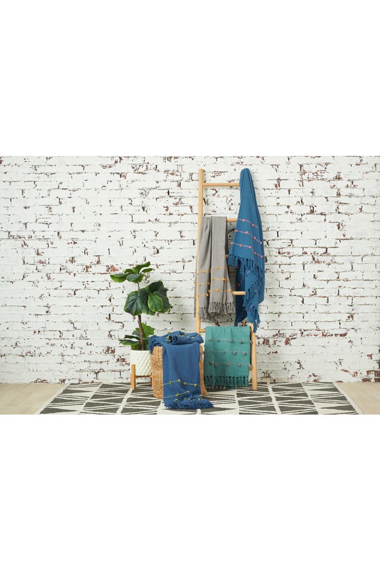 50" x 60" Tabb Indigo & Citron Handcrafted Textured Tufts Throw Blanket, Alternate, color, Blue