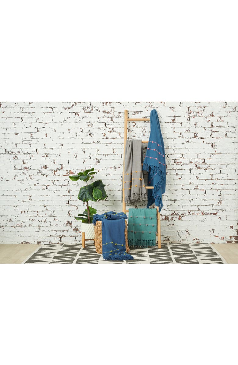 carol & frank 50" x 60" Tabb Indigo & Citron Handcrafted Textured Tufts Throw Blanket, Alternate, color, Blue