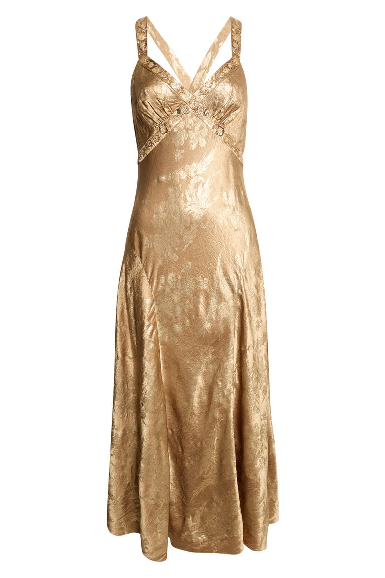 Gilded Peony Thalie Midi Dress, Alternate, color, GOLDEN GLOW