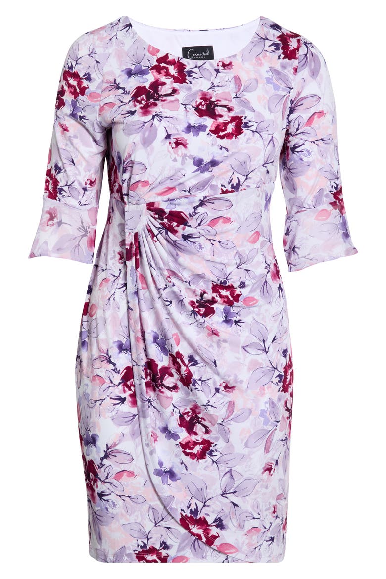 Gathered Long Bell Sleeve Dress, Alternate, color, LAVENDER